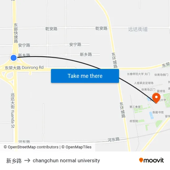 Xinxiang Road to Changchun Normal University map