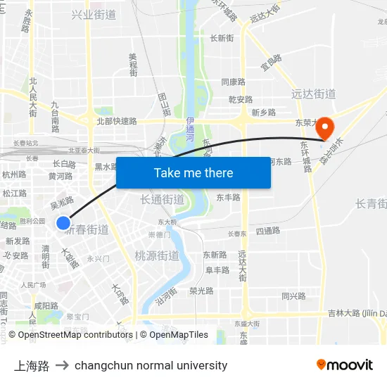 Shanghai Road to Changchun Normal University map