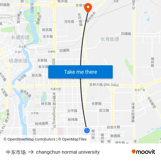 中东市场 to changchun normal university map