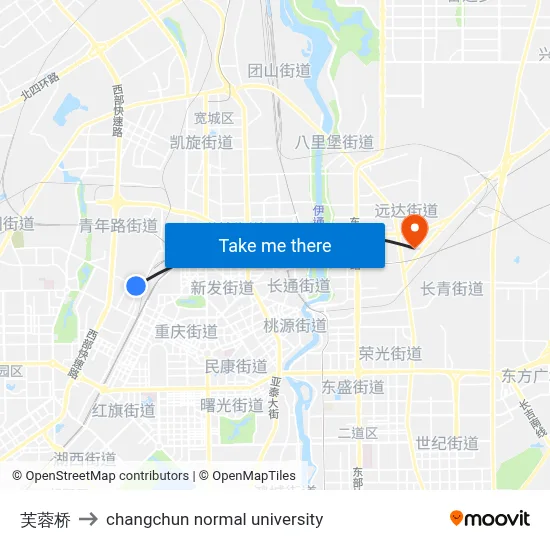 芙蓉桥 to changchun normal university map