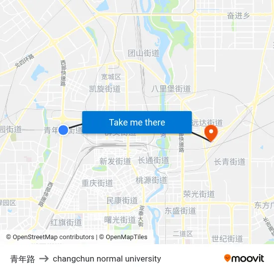 Youth Road to Changchun Normal University map