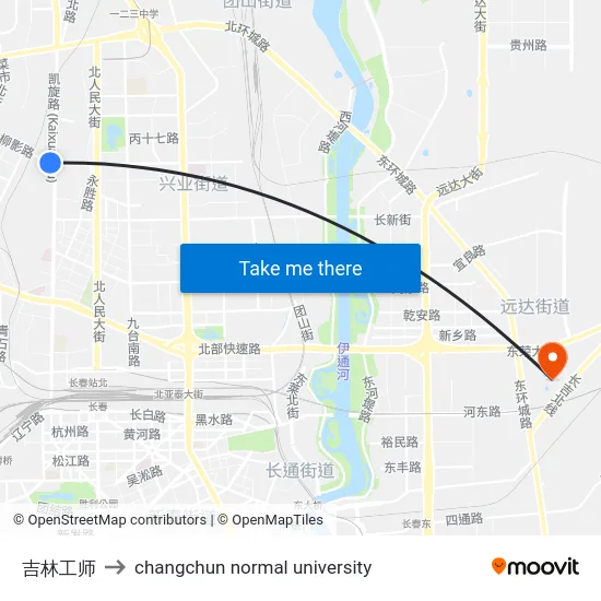 吉林工师 to changchun normal university map
