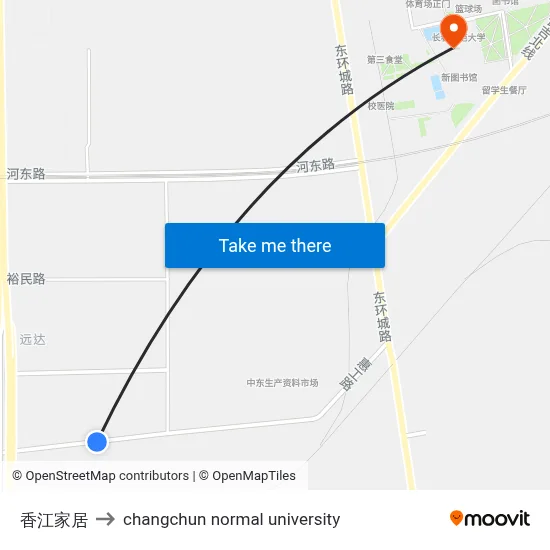 Xiangjiang Home Furnishing to Changchun Normal University map