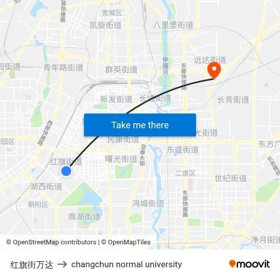 Hongqi Street Wanda to Changchun Normal University map