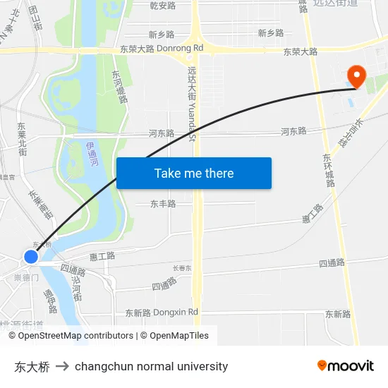 East Bridge to Changchun Normal University map