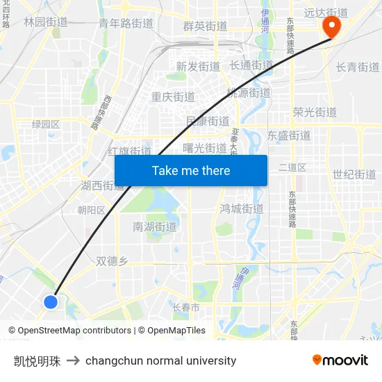 Kaiyue Pearl to Changchun Normal University map