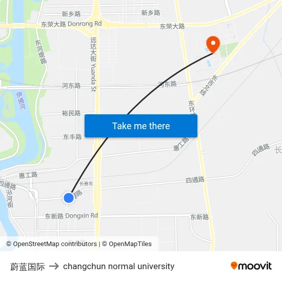 Blue International to Changchun Normal University map