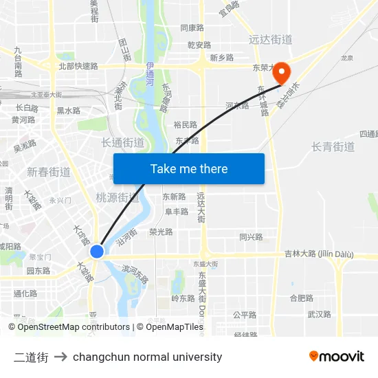二道街 to changchun normal university map