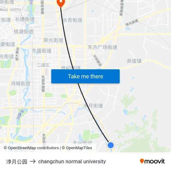 Jinyue Park to Changchun Normal University map