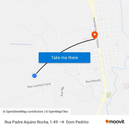 Rua Padre Aquino Rocha, 1-49 to Dom Pedrito map