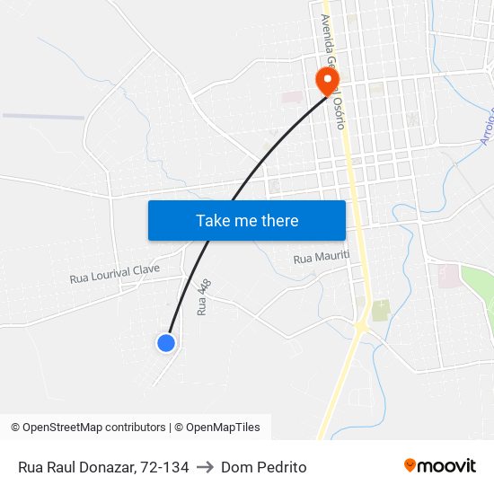 Rua Raul Donazar, 72-134 to Dom Pedrito map