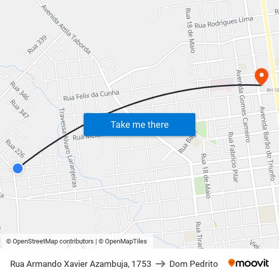 Rua Armando Xavier Azambuja, 1753 to Dom Pedrito map