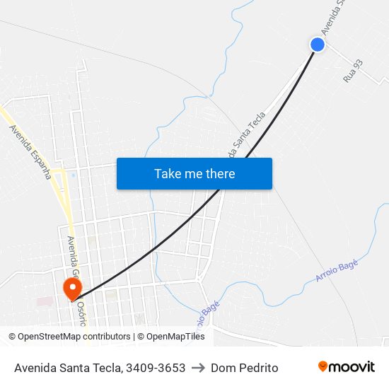 Avenida Santa Tecla, 3409-3653 to Dom Pedrito map
