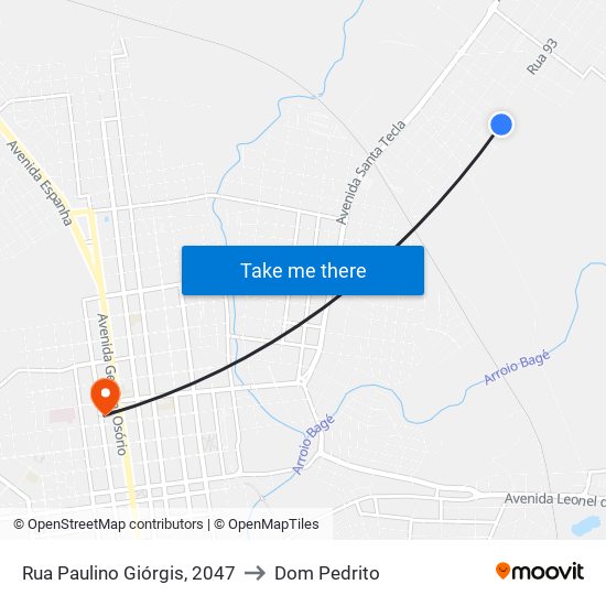 Rua Paulino Giórgis, 2047 to Dom Pedrito map