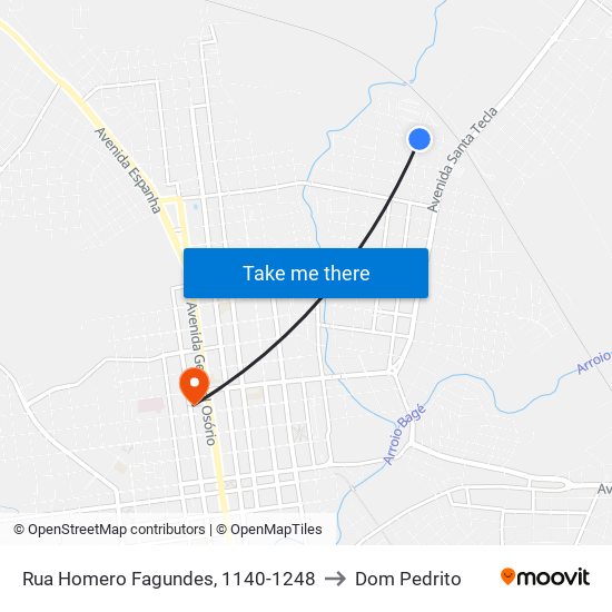 Rua Homero Fagundes, 1140-1248 to Dom Pedrito map