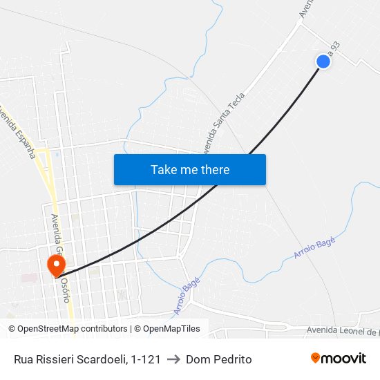 Rua Rissieri Scardoeli, 1-121 to Dom Pedrito map