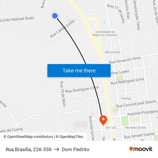 Rua Brasília, 226-336 to Dom Pedrito map