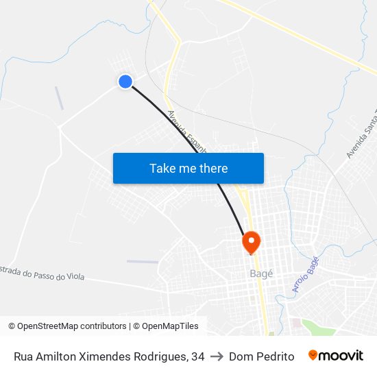 Rua Amilton Ximendes Rodrigues, 34 to Dom Pedrito map