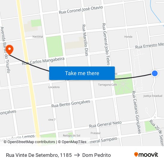 Rua Vinte De Setembro, 1185 to Dom Pedrito map