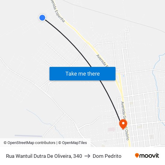 Rua Wantuil Dutra De Oliveira, 340 to Dom Pedrito map