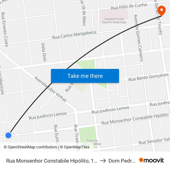 Rua Monsenhor Constabile Hipólito, 1063 to Dom Pedrito map