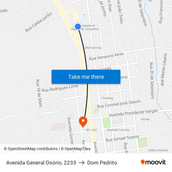 Avenida General Osório, 2233 to Dom Pedrito map