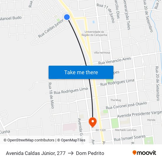 Avenida Caldas Júnior, 277 to Dom Pedrito map