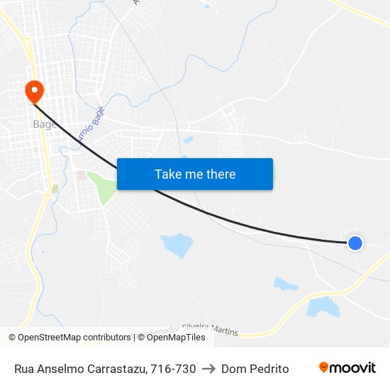 Rua Anselmo Carrastazu, 716-730 to Dom Pedrito map