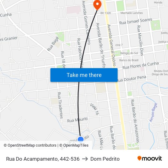Rua Do Acampamento, 442-536 to Dom Pedrito map