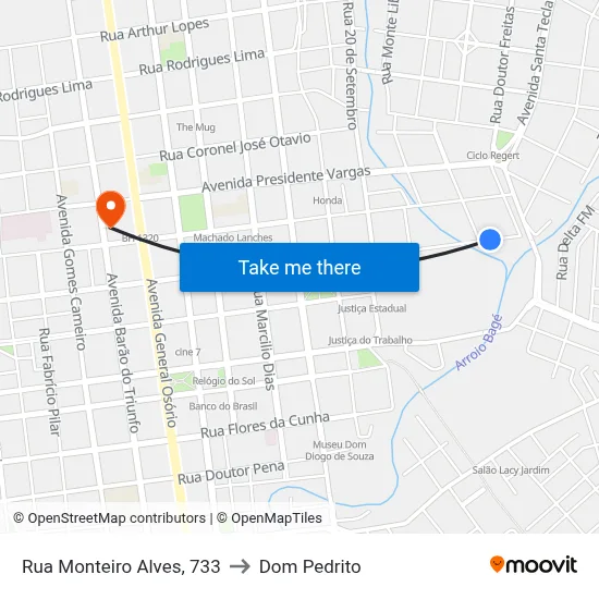 Rua Monteiro Alves, 733 to Dom Pedrito map