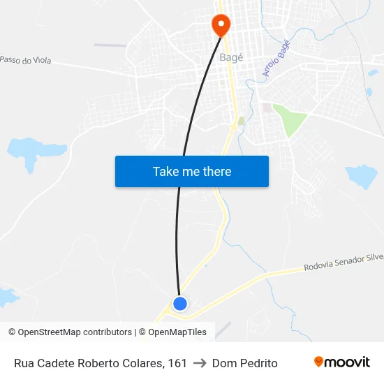 Rua Cadete Roberto Colares, 161 to Dom Pedrito map