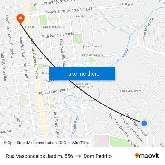 Rua Vasconcelos Jardim, 556 to Dom Pedrito map