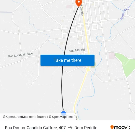 Rua Doutor Candido Gaffree, 407 to Dom Pedrito map