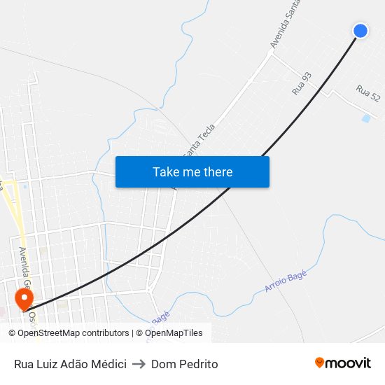 Rua Luiz Adão Médici to Dom Pedrito map