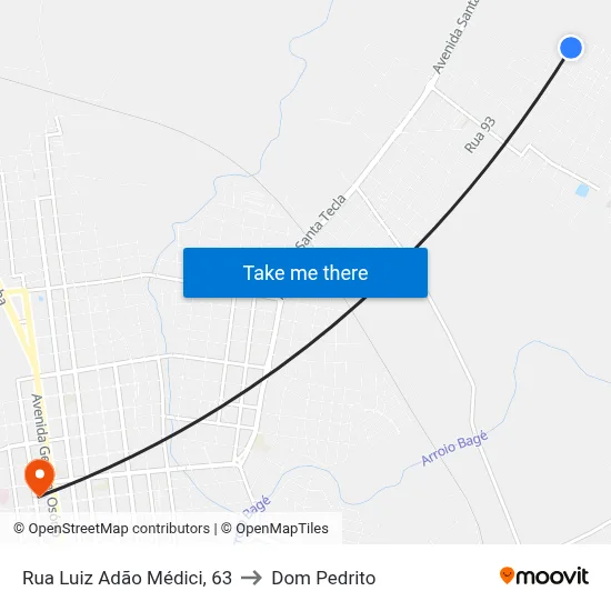 Rua Luiz Adão Médici, 63 to Dom Pedrito map