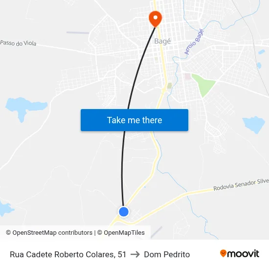 Rua Cadete Roberto Colares, 51 to Dom Pedrito map