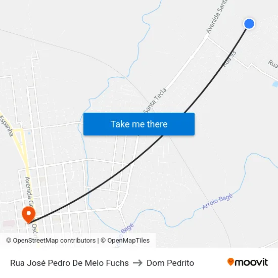 Rua José Pedro De Melo Fuchs to Dom Pedrito map