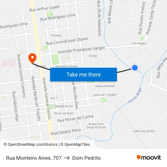 Rua Monteiro Alves, 707 to Dom Pedrito map