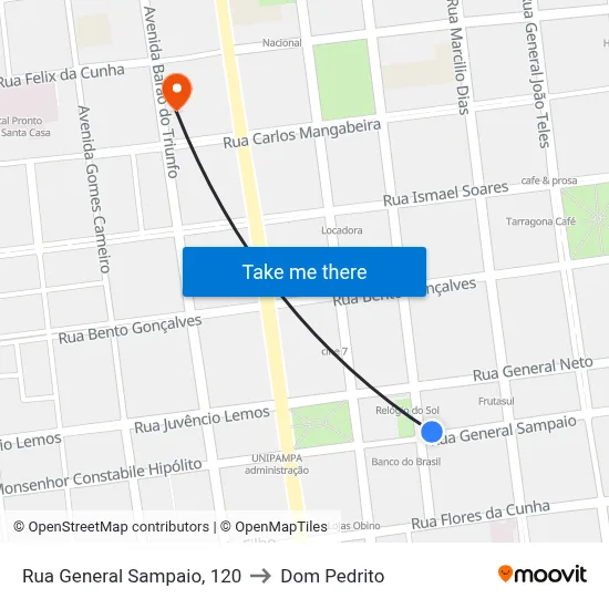 Rua General Sampaio, 120 to Dom Pedrito map