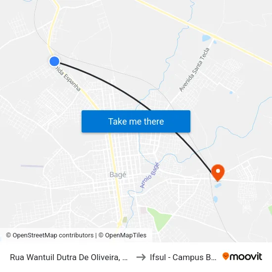 Rua Wantuil Dutra De Oliveira, 1-259 to Ifsul - Campus Bagé map