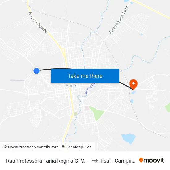 Rua Professora Tânia Regina G. Vaz Maciel, 70 to Ifsul - Campus Bagé map