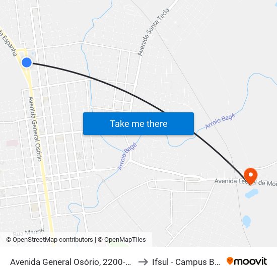 Avenida General Osório, 2200-2220 to Ifsul - Campus Bagé map