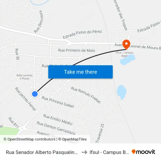 Rua Senador Alberto Pasqualine, 898 to Ifsul - Campus Bagé map