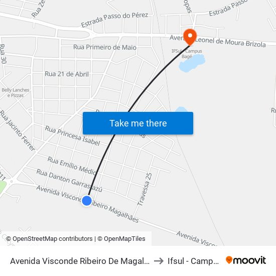 Avenida Visconde Ribeiro De Magalhães, 3150-3290 to Ifsul - Campus Bagé map