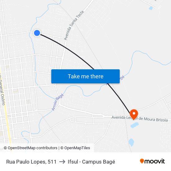 Rua Paulo Lopes, 511 to Ifsul - Campus Bagé map