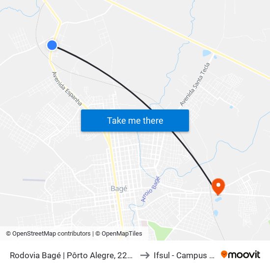 Rodovia Bagé | Pôrto Alegre, 2260-2320 to Ifsul - Campus Bagé map