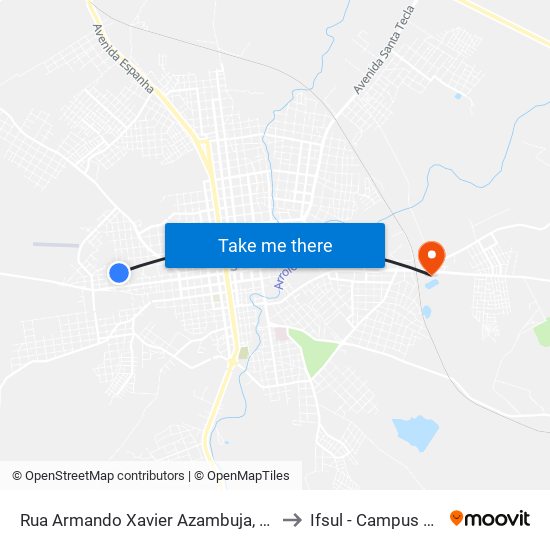 Rua Armando Xavier Azambuja, 22-146 to Ifsul - Campus Bagé map