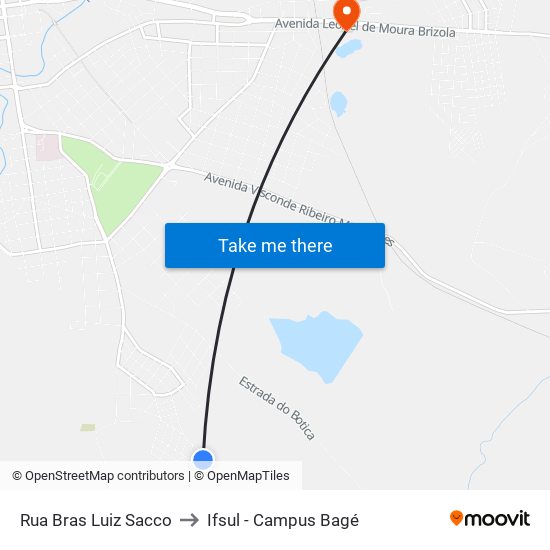 Rua Bras Luiz Sacco to Ifsul - Campus Bagé map