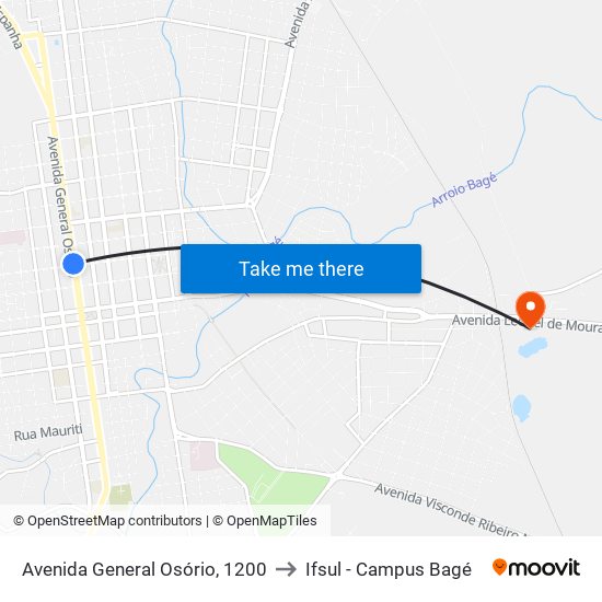 Avenida General Osório, 1200 to Ifsul - Campus Bagé map