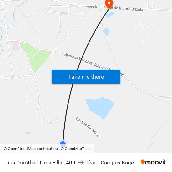 Rua Dorotheo Lima Filho, 400 to Ifsul - Campus Bagé map